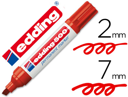 Rotulador edding 500 punta biselada tinta roja